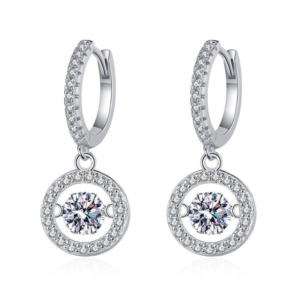 [Novalux]DANCING MOISSANITE HALO DROP HOOP EARRINGS