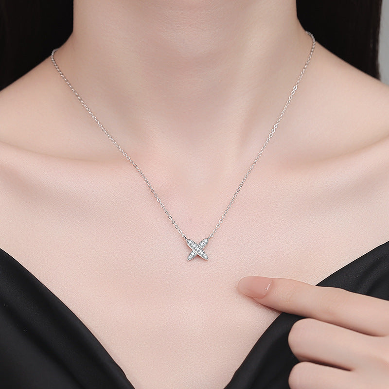 [Novalux]MODERN X-SHAPE PAVÉ MOISSANITE NECKLACE