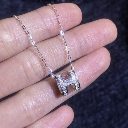 [Novalux]FULL-PAVE "H" MOISSANITE PENDANT NECKLACE