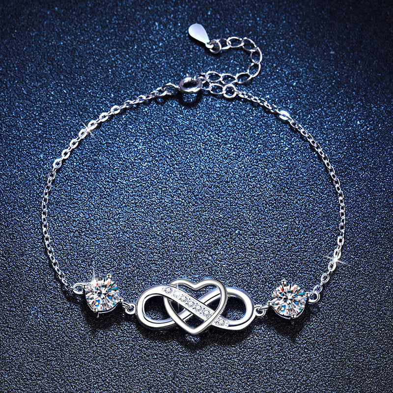 [Novalux]DOUBLE-STONE "LOVE LINK" MOISSANITE BRACELET