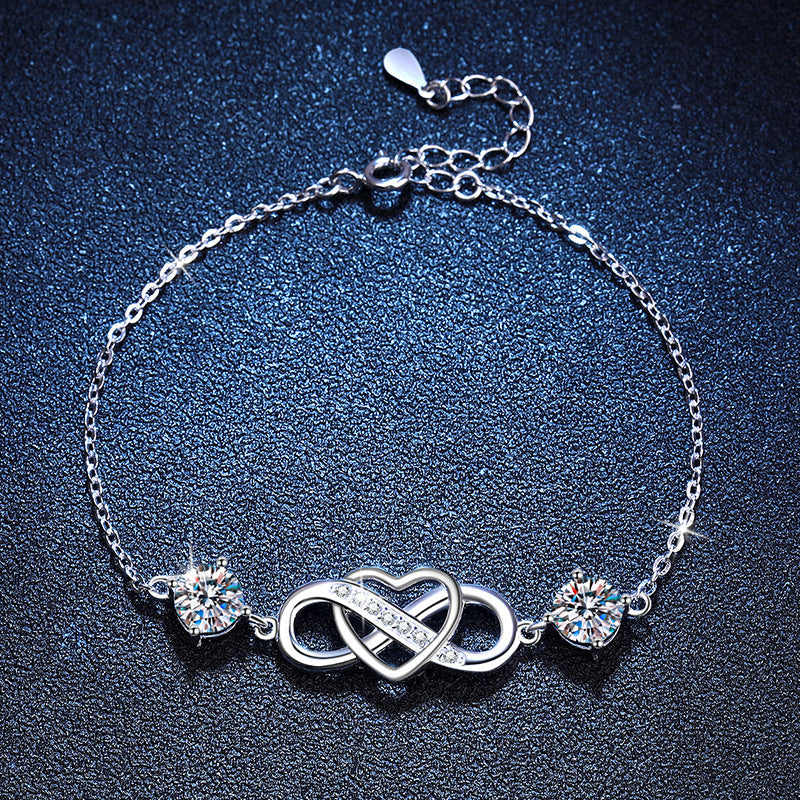 [Novalux]DOUBLE-STONE "LOVE LINK" MOISSANITE BRACELET