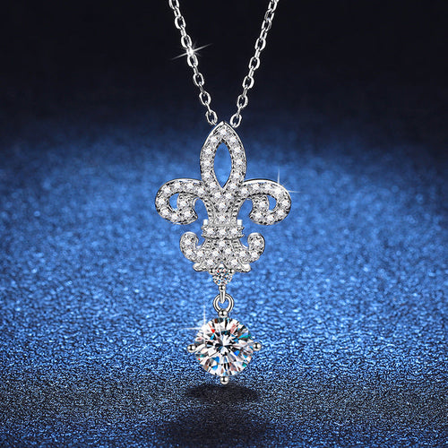 [Novalux]ROYAL FLEUR-DE-LIS MOISSANITE PENDANT NECKLACE