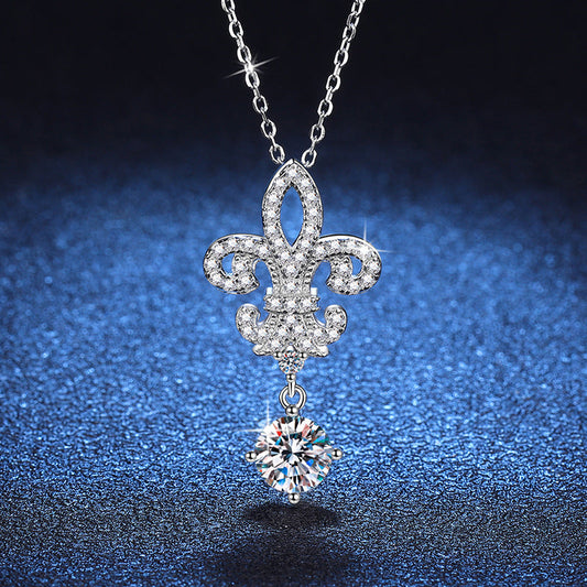 [Novalux]ROYAL FLEUR-DE-LIS MOISSANITE PENDANT NECKLACE