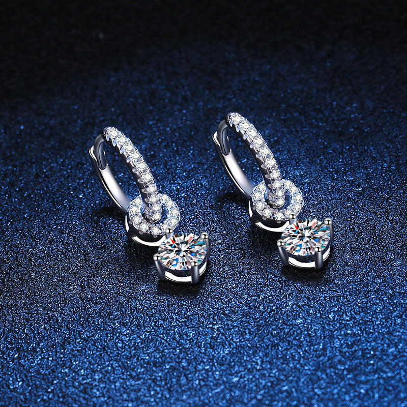 [Novalux]INTERLOCKING DOUBLE RING MOISSANITE DROP EARRINGS