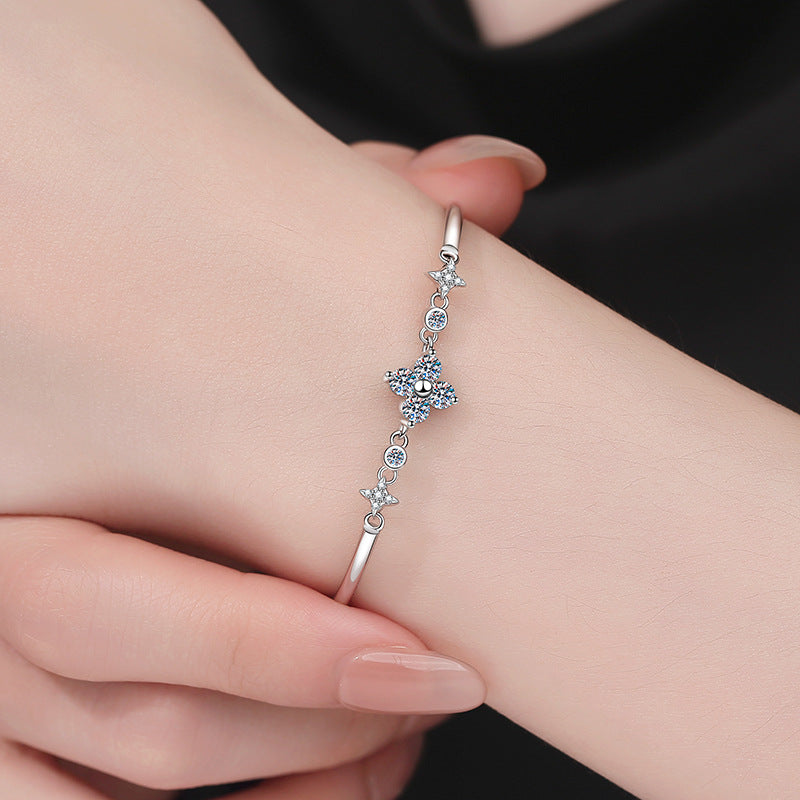 [Novalux]CLOVER & TWIN-STAR MOISSANITE BRACELET