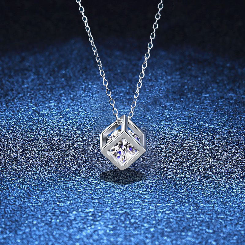 [Novalux]GEOMETRIC SUGAR-CUBE MOISSANITE NECKLACE