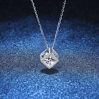 [Novalux]GEOMETRIC SUGAR-CUBE MOISSANITE NECKLACE