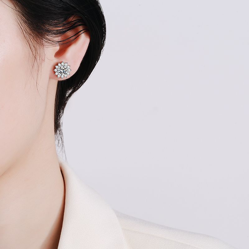 [Novalux]BLOOMING SUNFLOWER MOISSANITE STUD EARRINGS