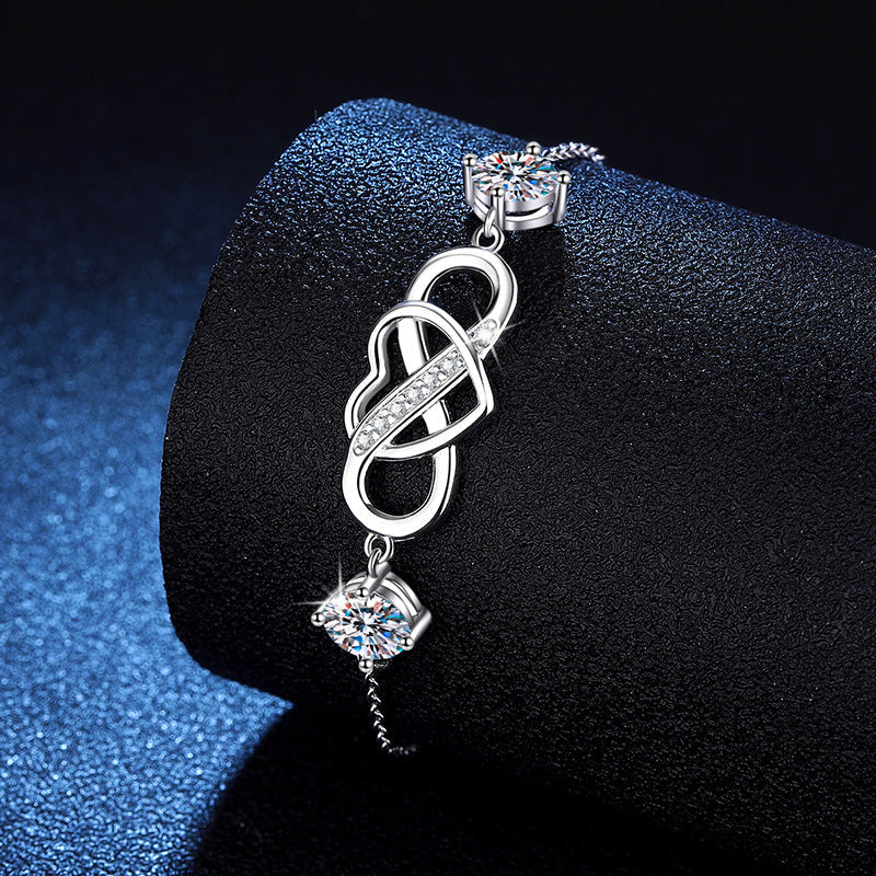 [Novalux]DOUBLE-STONE "LOVE LINK" MOISSANITE BRACELET