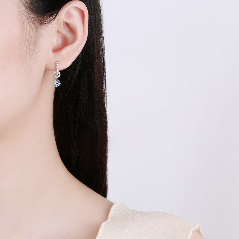 [Novalux]INTERLOCKING DOUBLE RING MOISSANITE DROP EARRINGS
