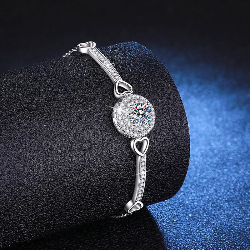 [Novalux]INTERLOCKING HEART & CIRCLE MOISSANITE BRACELET