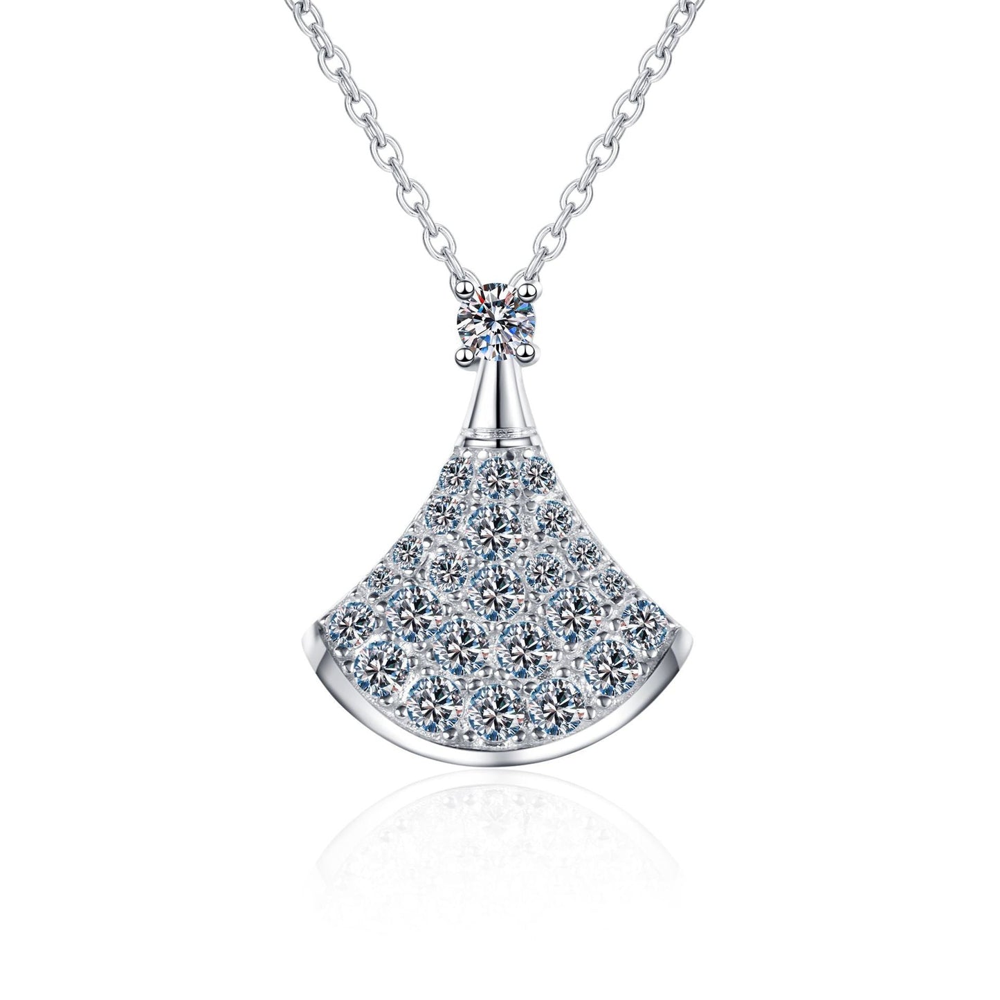 [Novalux]ELEGANT FAN-SHAPED MOISSANITE PENDANT NECKLACE