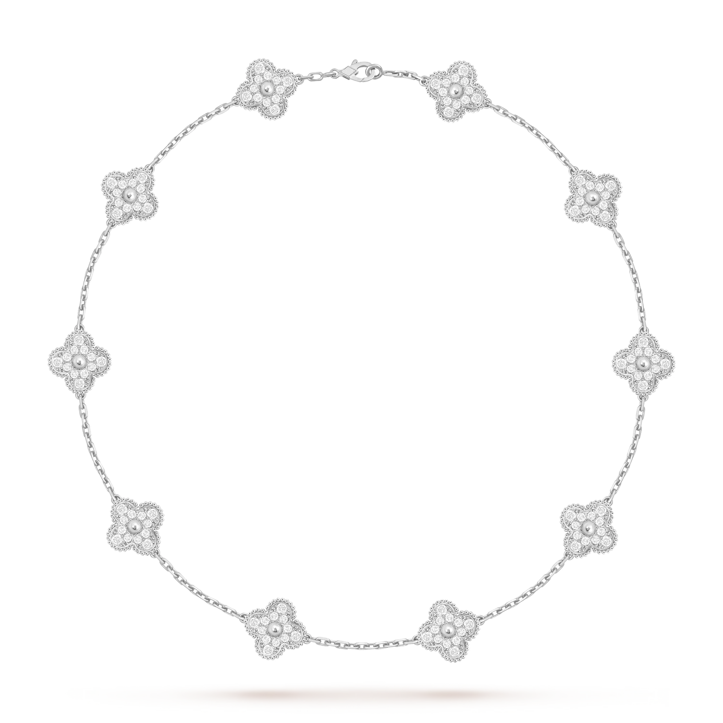 [Novalux]CLASSIC LUCKY 10-MOTIF CLOVER NECKLACE WHITE GOLD COLLECTION
