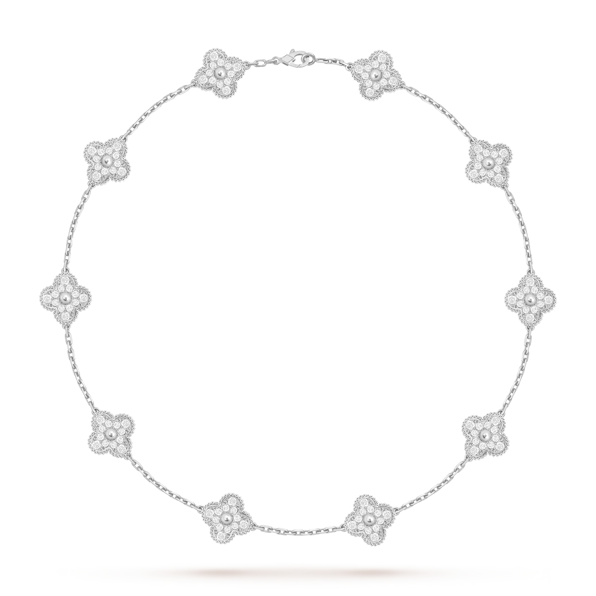 [Novalux]CLASSIC LUCKY 10-MOTIF CLOVER NECKLACE WHITE GOLD COLLECTION