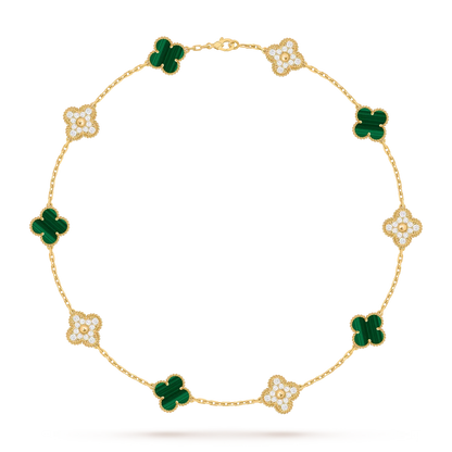 [Novalux]CLASSIC LUCKY 10-MOTIF CLOVER NECKLACE GOLD COLLECTION