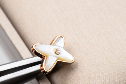 [Novalux]JEUX DE WHITE MOP ROSE GOLD DIAMOND EARRINGS