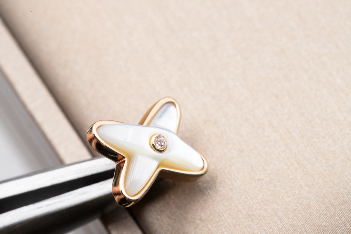 [Novalux]JEUX DE WHITE MOP ROSE GOLD DIAMOND EARRINGS