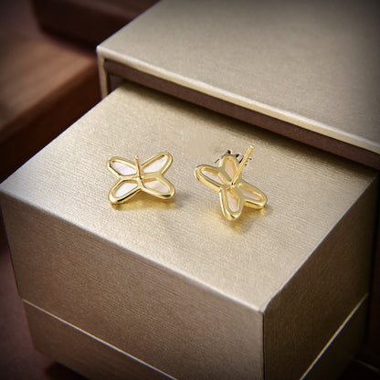 [Novalux]JEUX DE WHITE MOP GOLD DIAMOND EARRINGS