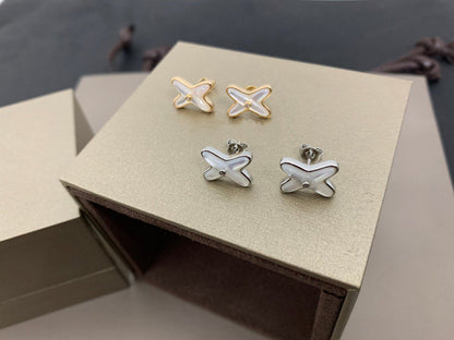 [Novalux]JEUX DE WHITE MOP SILVER DIAMOND EARRINGS