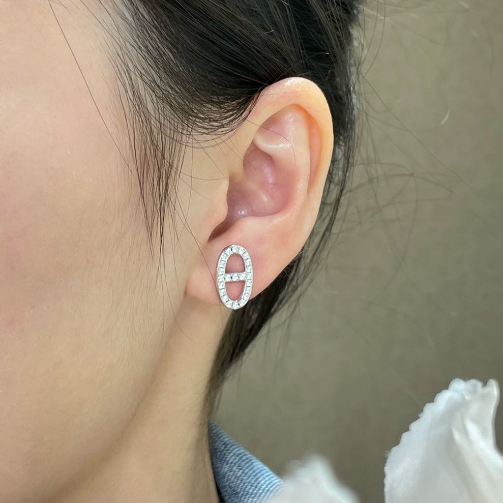 [Novalux]HM FULL DIAMOND PIG NOSE STUD EARRINGS