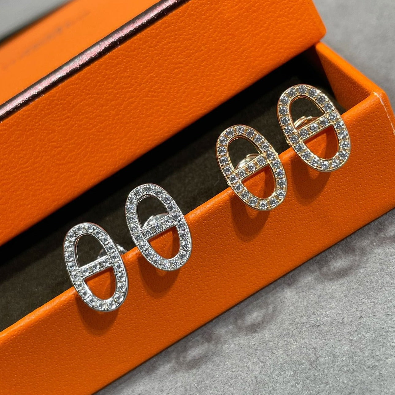 [Novalux]HM FULL DIAMOND PIG NOSE STUD EARRINGS