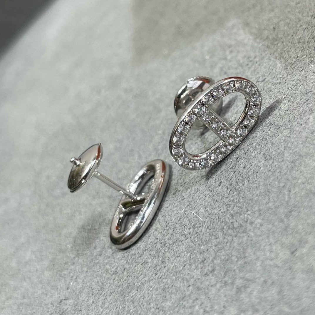 [Novalux]HM FULL DIAMOND PIG NOSE STUD EARRINGS
