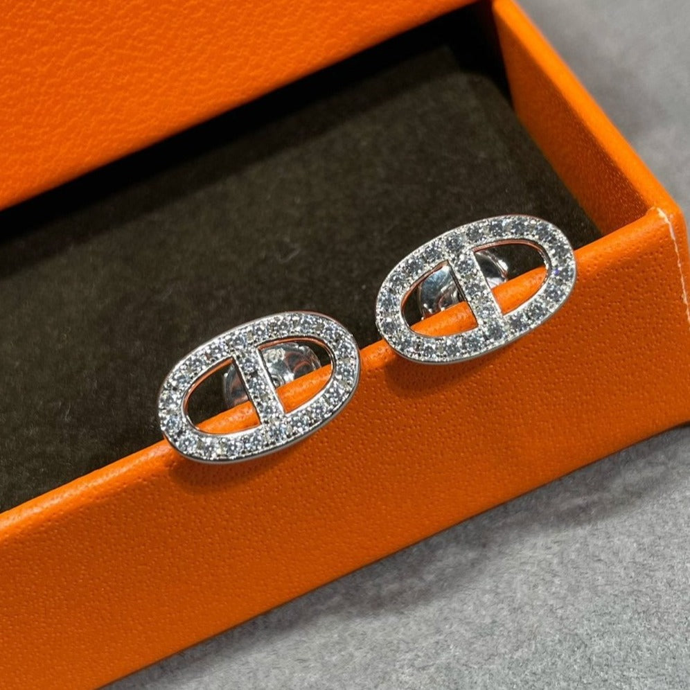 [Novalux]HM FULL DIAMOND PIG NOSE STUD EARRINGS