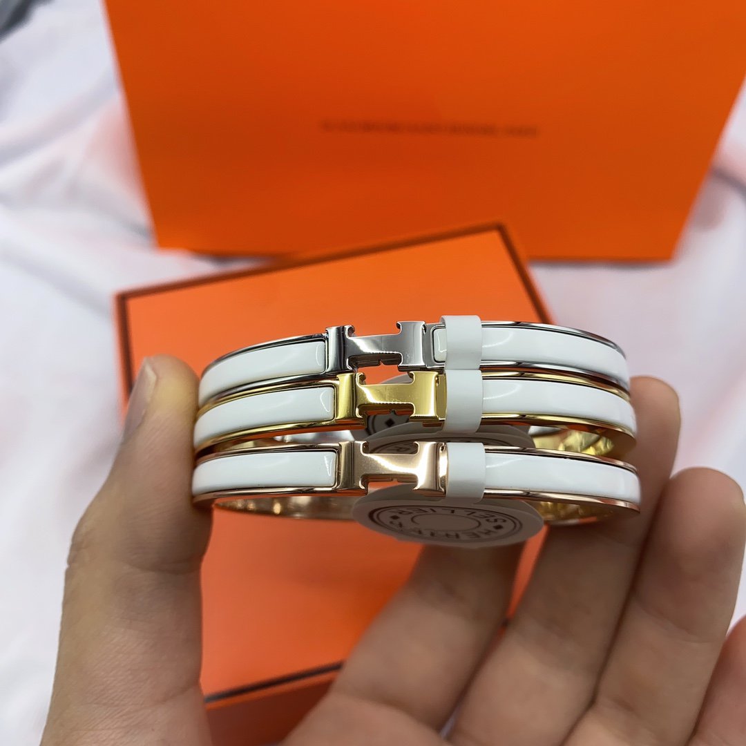 [Novalux]CLASSIC HM CLIC WHITE 8MM ENAMEL BRACELET