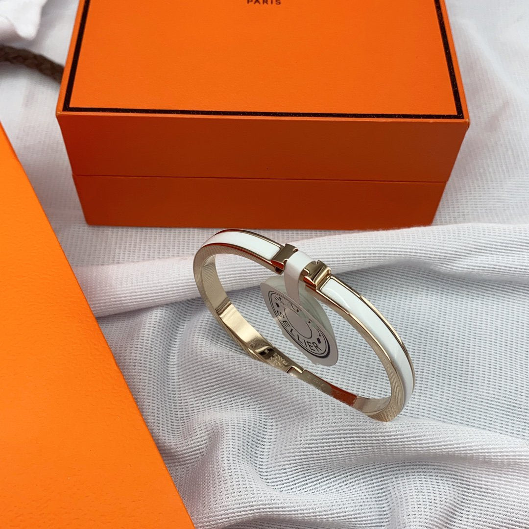 [Novalux]CLASSIC HM CLIC WHITE 8MM ENAMEL BRACELET