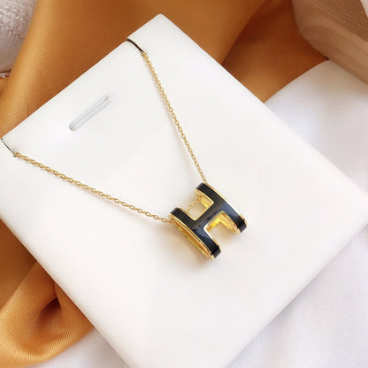 [Novalux]HM CLIC BLACK ENAMEL GOLD NECKLACE