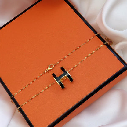 [Novalux]HM CLIC BLACK ENAMEL GOLD NECKLACE