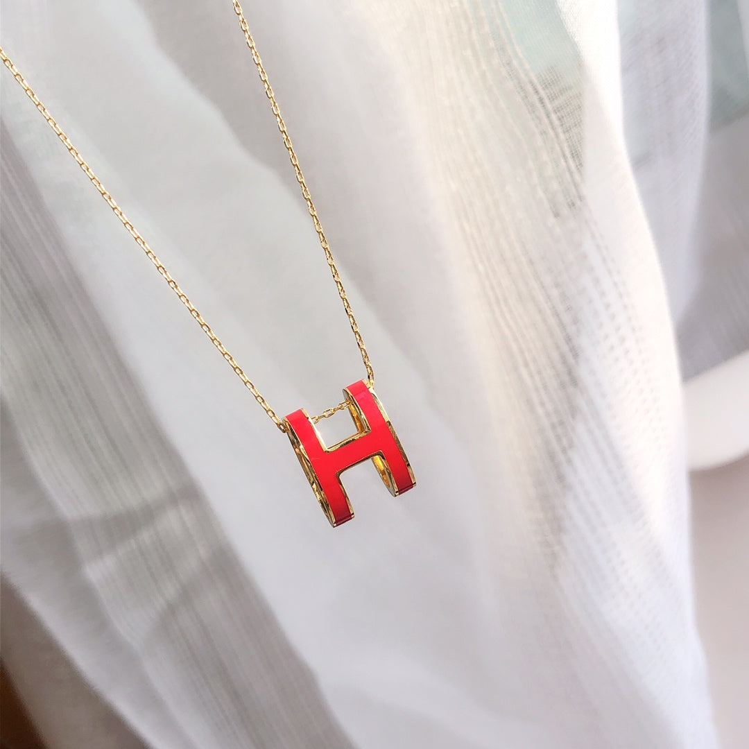 [Novalux]HM CLIC RED ENAMEL GOLD NECKLACE