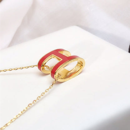 [Novalux]HM CLIC RED ENAMEL GOLD NECKLACE