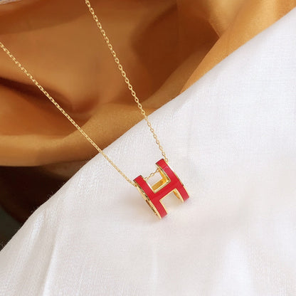 [Novalux]HM CLIC RED ENAMEL GOLD NECKLACE