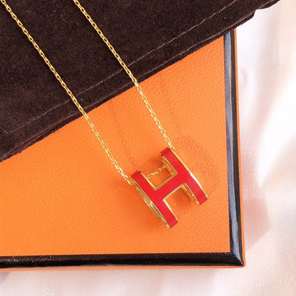 [Novalux]HM CLIC RED ENAMEL GOLD NECKLACE