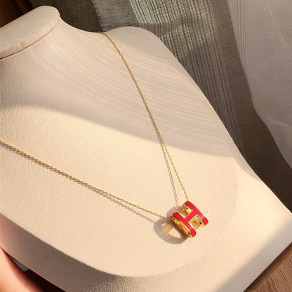 [Novalux]HM CLIC RED ENAMEL GOLD NECKLACE