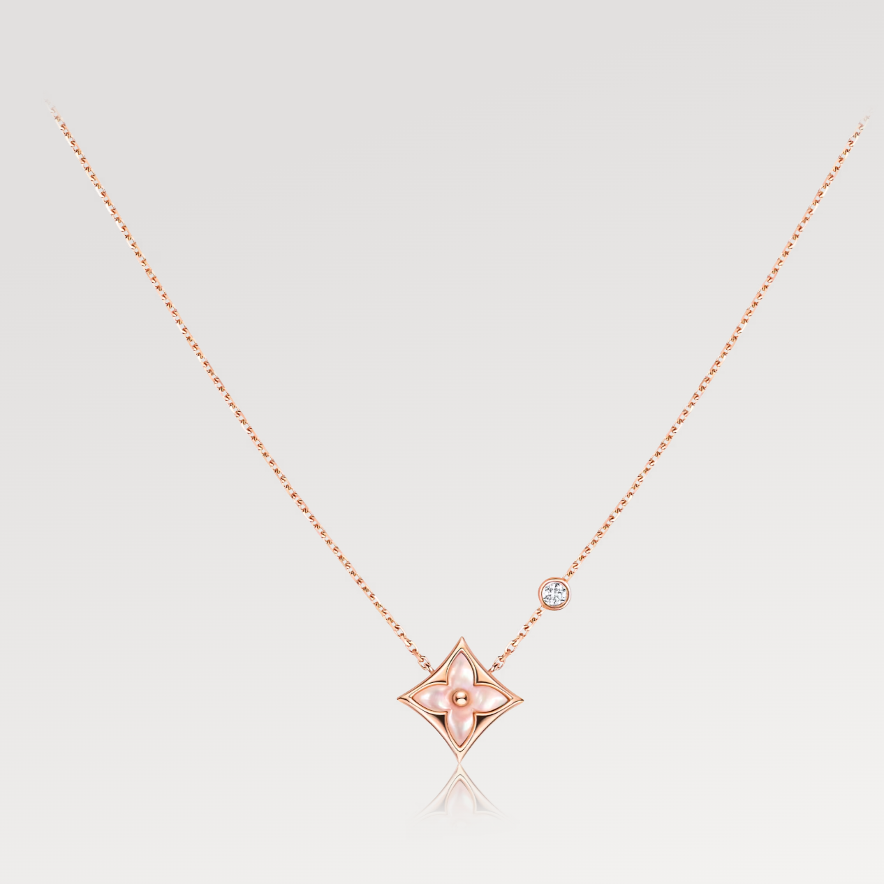 [Novalux]STAR PINK MOP 1 DIAMOND ROSE GOLD NECKLACE