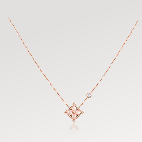 [Novalux]STAR PINK MOP 1 DIAMOND ROSE GOLD NECKLACE