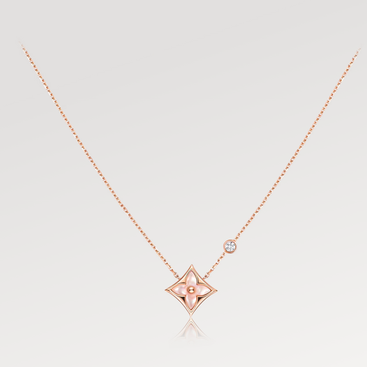 [Novalux]STAR PINK MOP 1 DIAMOND ROSE GOLD NECKLACE