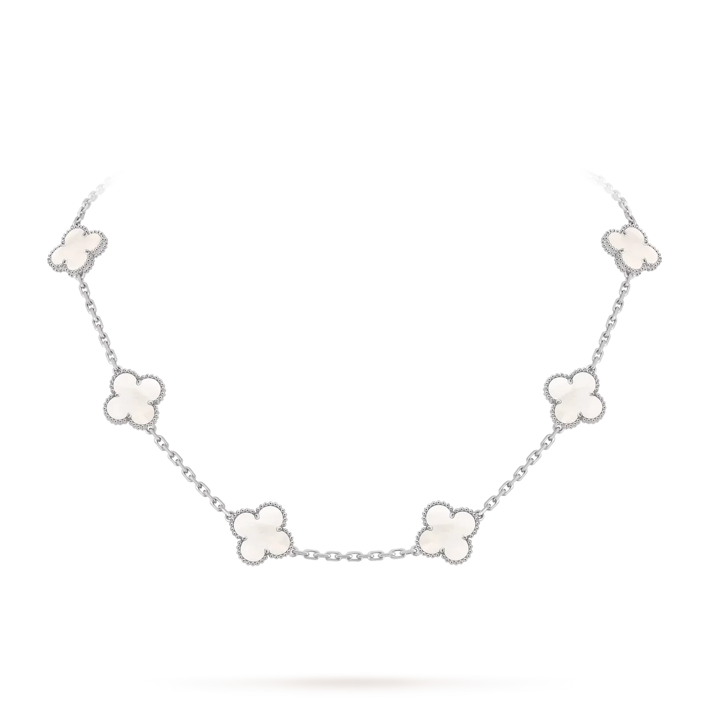 [Novalux]CLASSIC LUCKY 10-MOTIF CLOVER NECKLACE WHITE GOLD COLLECTION