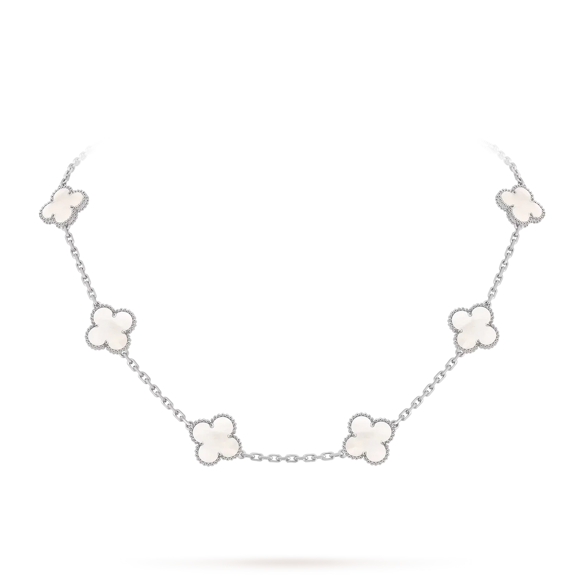 [Novalux]CLASSIC LUCKY 10-MOTIF CLOVER NECKLACE WHITE GOLD COLLECTION