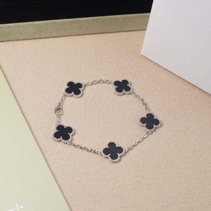 [Novalux]LUCKY CLOVER 5-MOTIF BRACELET - BLACK OXNY COLLECTION