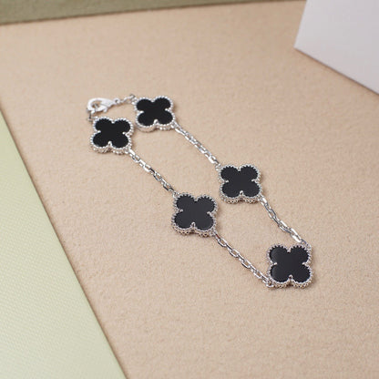 [Novalux]LUCKY CLOVER 5-MOTIF BRACELET - BLACK OXNY COLLECTION