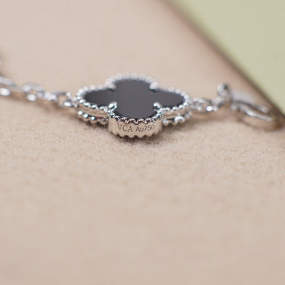 [Novalux]LUCKY CLOVER 5-MOTIF BRACELET - BLACK OXNY COLLECTION