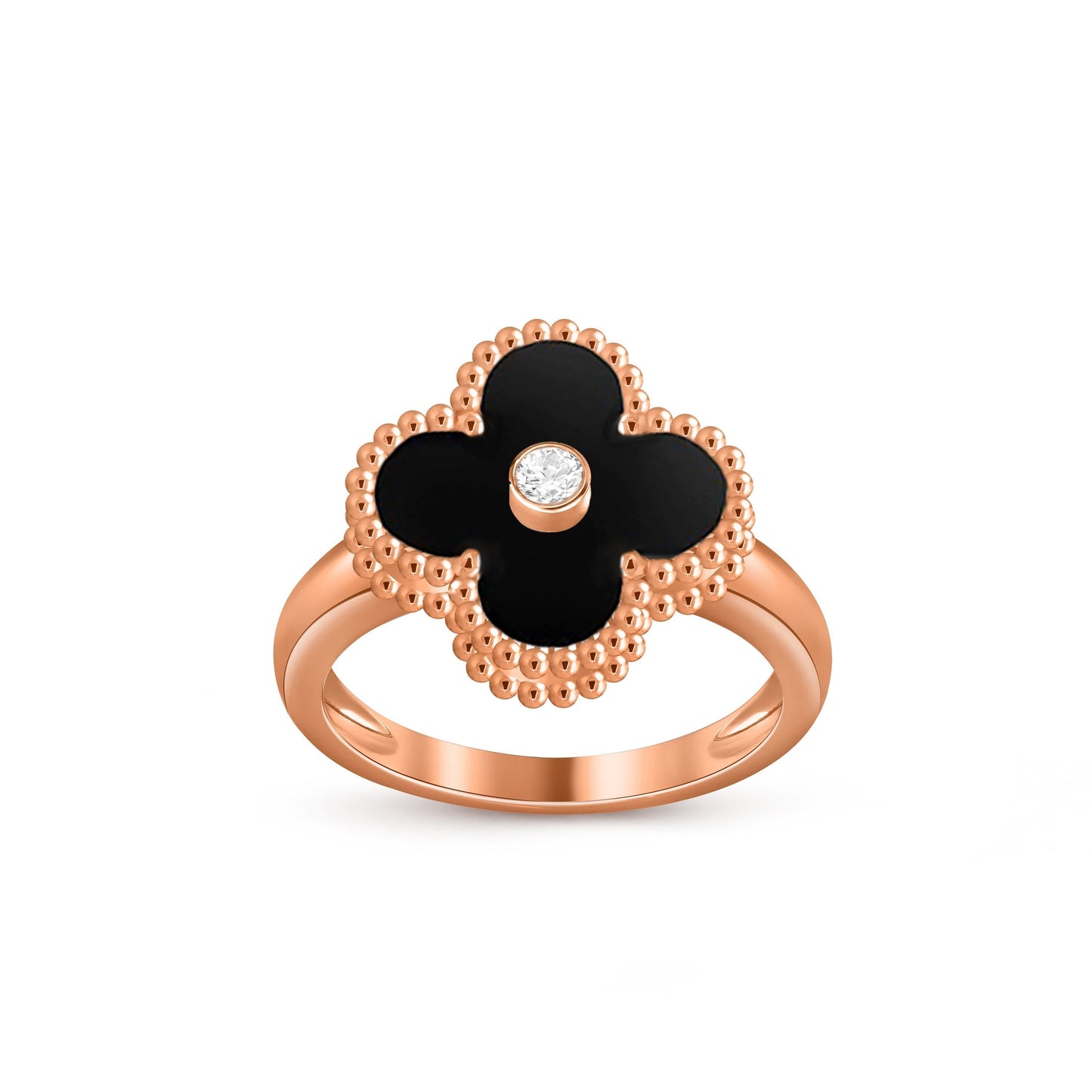 [Novalux]LUCKY CLOVER DIAMOND-ACCENT ROSE GOLD RING COLLECTION