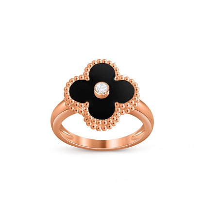 [Novalux]LUCKY CLOVER DIAMOND-ACCENT ROSE GOLD RING COLLECTION