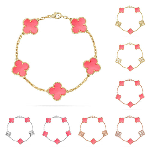 [Novalux]LUCKY CLOVER 5-MOTIF BRACELET - PINK MOTHER-OF-PEARL COLLECTION