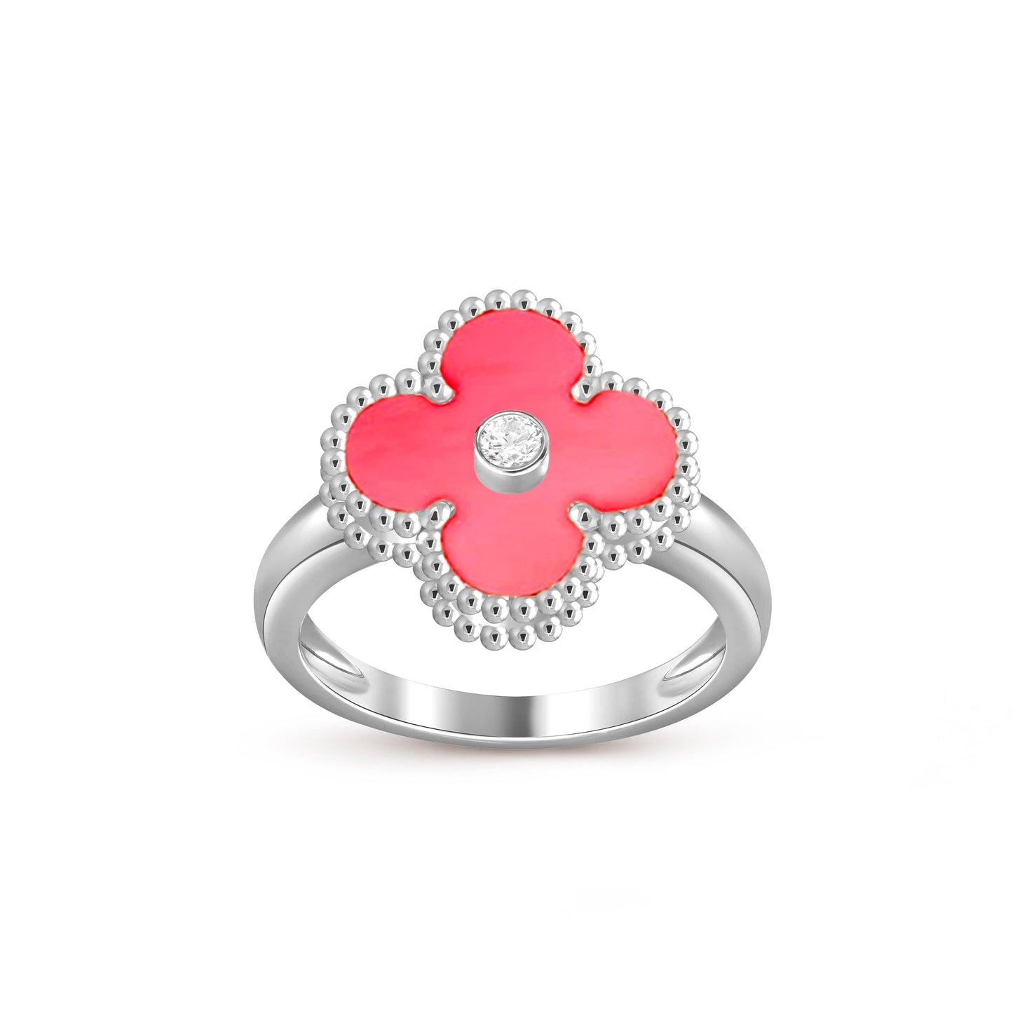 [Novalux]LUCKY CLOVER DIAMOND-ACCENT WHITE GOLD RING COLLECTION
