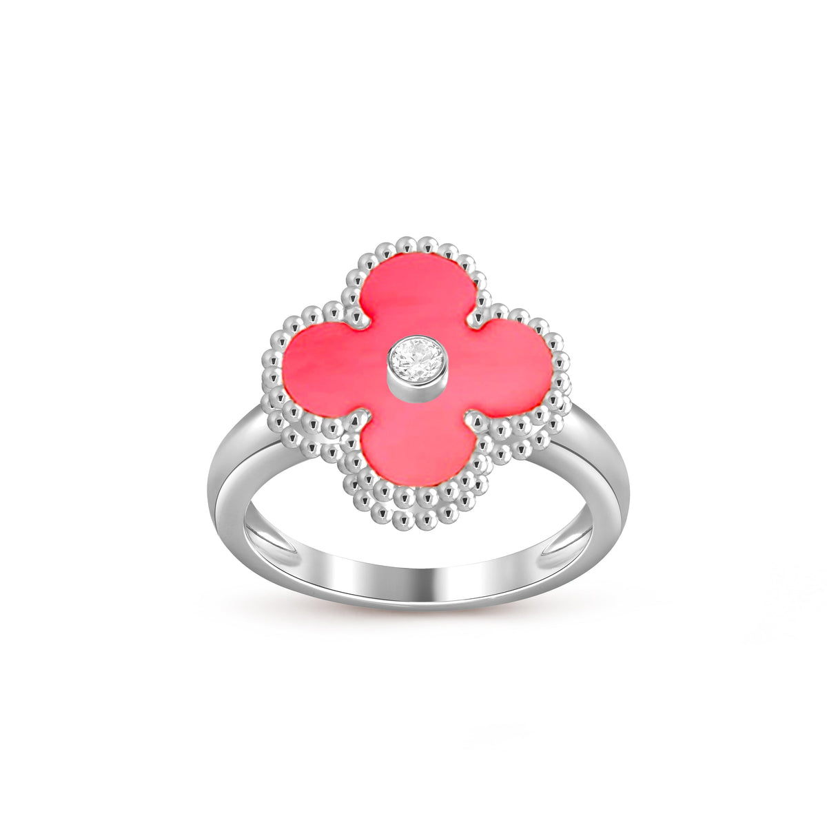 [Novalux]LUCKY CLOVER DIAMOND-ACCENT WHITE GOLD RING COLLECTION