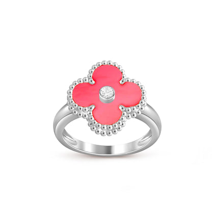 [Novalux]LUCKY CLOVER DIAMOND-ACCENT WHITE GOLD RING COLLECTION